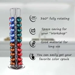 Soleil Capsule Holder Compatible With Rotary Dispenser Display Stand - For 40 Pieces-Original Capsule Holder Storage Space Saving Solution 7 Soleil Capsule Holder Compatible With Rotary Dispenser Display Stand - For 40 Pieces-Original Capsule Holder Storage Space Saving Solution -Vonshef shop 95521656 3