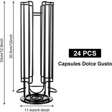 Soleil Coffee Capsule Holder, 360 Degree Rotating Coffee Capsule Holder, Rotating Coffee Capsule Dispenser For 24 Capsules, Storage And Organization - 330 X 130MM - Black 2 Soleil Coffee Capsule Holder, 360 Degree Rotating Coffee Capsule Holder, Rotating Coffee Capsule Dispenser For 24 Capsules, Storage And Organization - 330 X 130MM - Black - Image 2