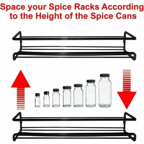 Soleil Black Wall Mounted Spice Rack (Set Of 4) - Spice And Herb Holders For Kitchen Walls And Single Tier Cabinets - Wall Mounted Kitchen Spice Rack 2 Soleil Black Wall Mounted Spice Rack (Set Of 4) - Spice And Herb Holders For Kitchen Walls And Single Tier Cabinets - Wall Mounted Kitchen Spice Rack - Image 2