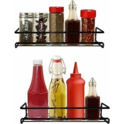 Soleil Black Wall Mounted Spice Rack (Set Of 4) - Spice And Herb Holders For Kitchen Walls And Single Tier Cabinets - Wall Mounted Kitchen Spice Rack 7 Soleil Black Wall Mounted Spice Rack (Set Of 4) - Spice And Herb Holders For Kitchen Walls And Single Tier Cabinets - Wall Mounted Kitchen Spice Rack -Vonshef shop 95875284 3