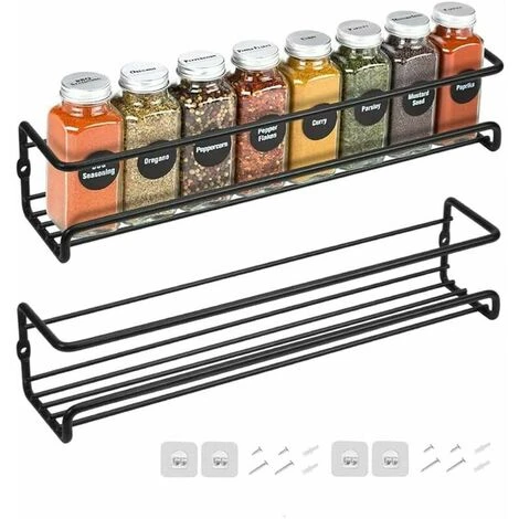 Soleil Wall Mounted Kitchen Spice Rack, 2PCS 2 Tier Stainless Steel Spice Storage Rack Kitchen Wall Shelf With Adhesive And Screws, Perfect For Kitchen 1 Soleil Wall Mounted Kitchen Spice Rack, 2PCS 2 Tier Stainless Steel Spice Storage Rack Kitchen Wall Shelf With Adhesive And Screws, Perfect For Kitchen