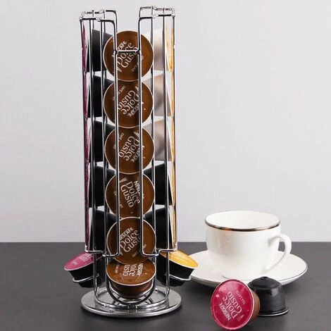 Soleil Dolce Gusto Coffee Capsule Holder, Rotating Dispenser Capsule Holder For 24 Capsules, Dolce Gusto Storage Racks, 360 Degree Rotating Capsule Range, Chrome, Elegant And Sturdy 1 Soleil Dolce Gusto Coffee Capsule Holder, Rotating Dispenser Capsule Holder For 24 Capsules, Dolce Gusto Storage Racks, 360 Degree Rotating Capsule Range, Chrome, Elegant And Sturdy