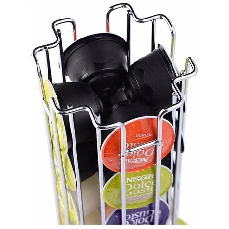 Soleil Dolce Gusto Coffee Capsule Holder, Rotating Dispenser Capsule Holder For 24 Capsules, Dolce Gusto Storage Racks, 360 Degree Rotating Capsule Range, Chrome, Elegant And Sturdy 2 Soleil Dolce Gusto Coffee Capsule Holder, Rotating Dispenser Capsule Holder For 24 Capsules, Dolce Gusto Storage Racks, 360 Degree Rotating Capsule Range, Chrome, Elegant And Sturdy - Image 2