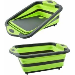 HEGUYEY Foldable Multifunctional Cutting Board With Built-in Colander, Portable And Collapsible, Plastic, Silicone, Collapsible Kitchen Board, Fruit Vegetable Drainer Basket, One Piece Picnic -Vonshef shop 95947500 3