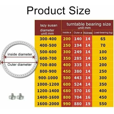 HEGUYEY Metal Turntable Bearing, Round Swivel Base, 360° Rotatable, Single Row Ball Bearings, For Heavy Duty, ø35cm 5 HEGUYEY Metal Turntable Bearing, Round Swivel Base, 360° Rotatable, Single Row Ball Bearings, For Heavy Duty, ø35cm - Image 5