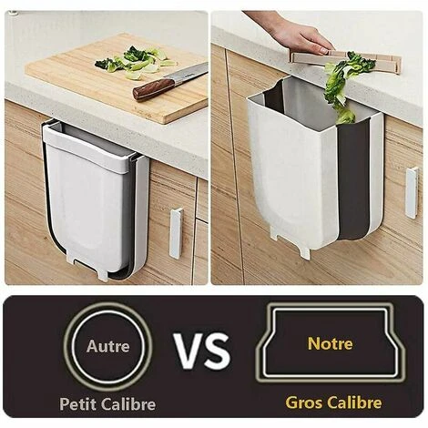 HEGUYEY Folding Trash Can, Kitchen Cabinet Door, Wall-mounted Trash Can, Hanging Trash Can (large White) 2 HEGUYEY Folding Trash Can, Kitchen Cabinet Door, Wall-mounted Trash Can, Hanging Trash Can (large White) - Image 2