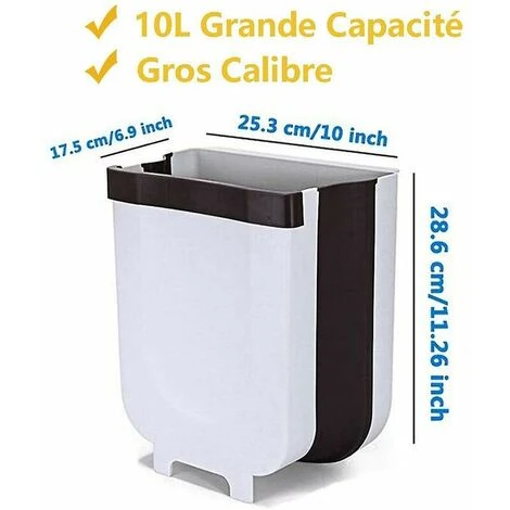 HEGUYEY Folding Trash Can, Kitchen Cabinet Door, Wall-mounted Trash Can, Hanging Trash Can (large White) 5 HEGUYEY Folding Trash Can, Kitchen Cabinet Door, Wall-mounted Trash Can, Hanging Trash Can (large White) - Image 5