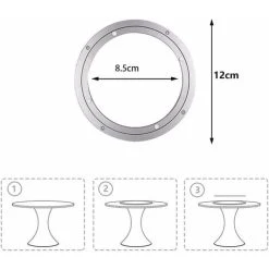 Soleil Round Turntable, Smooth Aluminum Round Turntable, Ball Bearing Turntable, Dining Table Turntable (4.7 Inch, Silver) -Vonshef shop 96241539 5