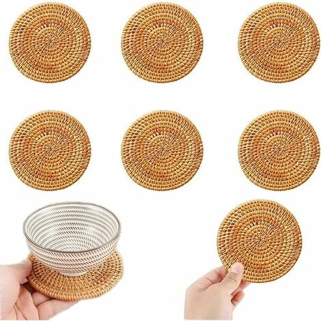 Soleil Pieces Rattan Coasters Hand-woven Rattan Coasters Non-Slip Heat Insulation Mat Rattan Coasters For Home, Restaurant, Bar, Cafe, Drink, Tea, Water 1 Soleil Pieces Rattan Coasters Hand-woven Rattan Coasters Non-Slip Heat Insulation Mat Rattan Coasters For Home, Restaurant, Bar, Cafe, Drink, Tea, Water