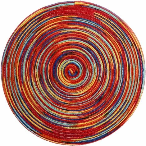 LITZEE Trivet Set Of 2 Washable Round Table Heat Resistant Non-Slip 38x38cm(Round,colorful-Red) 1 LITZEE Trivet Set Of 2 Washable Round Table Heat Resistant Non-Slip 38x38cm(Round,colorful-Red)