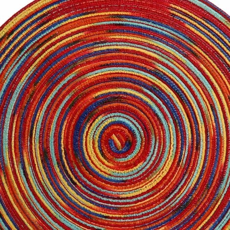 LITZEE Trivet Set Of 2 Washable Round Table Heat Resistant Non-Slip 38x38cm(Round,colorful-Red) 4 LITZEE Trivet Set Of 2 Washable Round Table Heat Resistant Non-Slip 38x38cm(Round,colorful-Red) - Image 4