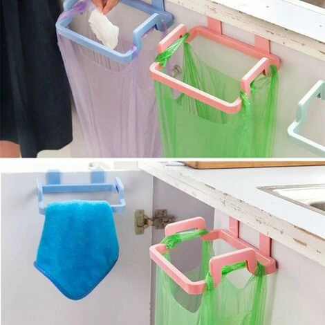 LITZEE Trash Can Accessory Portable Hanging Trash Bag Holder On The Back Of The Kitchen Door - Blue 3 LITZEE Trash Can Accessory Portable Hanging Trash Bag Holder On The Back Of The Kitchen Door - Blue - Image 3