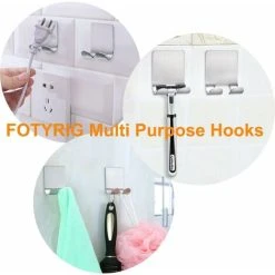 LITZEE Bathroom Hook Adhesive Hook Razor Holder Double Metal Hook Waterproof Razor Holder Towel Hook Stainless Steel Bathroom For Shower Can Support Up To 1 Kg-4 Pieces -Vonshef shop 96305248 4