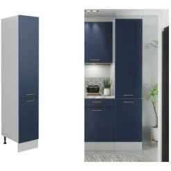 IMPACT FURNITURE 400 Tall Kitchen Larder Cabinet Slim Pantry Unit Navy Blue 40cm Cupboard Nora