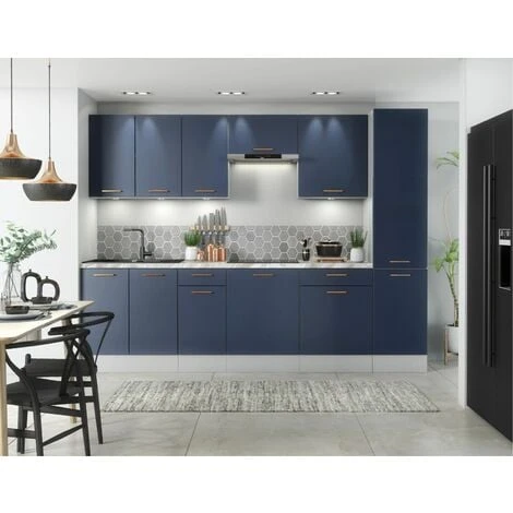 IMPACT FURNITURE 400 Tall Kitchen Larder Cabinet Slim Pantry Unit Navy Blue 40cm Cupboard Nora 3 IMPACT FURNITURE 400 Tall Kitchen Larder Cabinet Slim Pantry Unit Navy Blue 40cm Cupboard Nora - Image 3