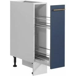 IMPACT FURNITURE 200 Kitchen Cargo Unit Navy Blue 20cm Cabinet Pull Out Basket Copper Handle Nora