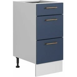 IMPACT FURNITURE 400 Kitchen Drawer Unit Base 40cm Navy Dark Blue Cabinet Copper Handle Nora