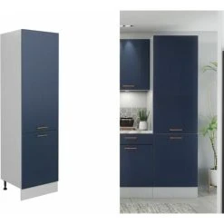 IMPACT FURNITURE 600 Kitchen Larder Cabinet Tall Pantry Unit 60cm Cupboard Navy Blue Copper Nora