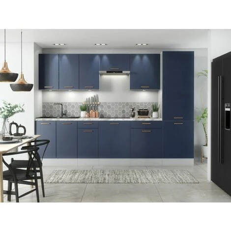 IMPACT FURNITURE 600 Kitchen Larder Cabinet Tall Pantry Unit 60cm Cupboard Navy Blue Copper Nora 3 IMPACT FURNITURE 600 Kitchen Larder Cabinet Tall Pantry Unit 60cm Cupboard Navy Blue Copper Nora - Image 3