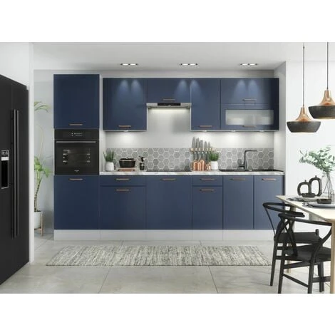 IMPACT FURNITURE 600 Kitchen Larder Cabinet Tall Pantry Unit 60cm Cupboard Navy Blue Copper Nora 4 IMPACT FURNITURE 600 Kitchen Larder Cabinet Tall Pantry Unit 60cm Cupboard Navy Blue Copper Nora - Image 4