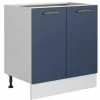 IMPACT FURNITURE 800 Kitchen Base Unit 80cm Cabinet Navy Dark Blue Soft Close Copper Handle Nora
