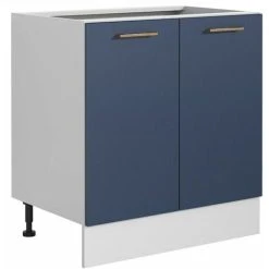 IMPACT FURNITURE 800 Kitchen Base Unit 80cm Cabinet Navy Dark Blue Soft Close Copper Handle Nora