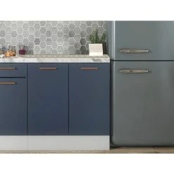 IMPACT FURNITURE 800 Kitchen Base Unit 80cm Cabinet Navy Dark Blue Soft Close Copper Handle Nora -Vonshef shop 96688480 3