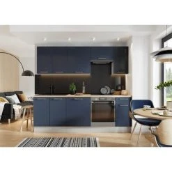 IMPACT FURNITURE 800 Kitchen Base Unit 80cm Cabinet Navy Dark Blue Soft Close Copper Handle Nora -Vonshef shop 96688480 4