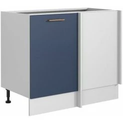 IMPACT FURNITURE Kitchen Corner Base Unit 1100 Cabinet 110cm Navy Dark Blue Left Right Door Nora