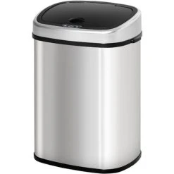 HOMCOM Sensor Dustbin Touchless Trash Can Automatic Garbage Bin Stainless Steel 48L