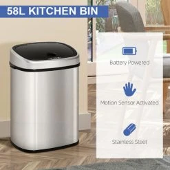 HOMCOM Sensor Dustbin Touchless Trash Can Automatic Garbage Bin Stainless Steel 48L -Vonshef shop 9673221 4