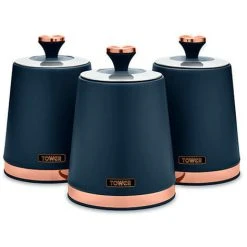 Tower Cavaletto Set Of 3 Canisters Midnight Blue