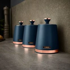 Tower Cavaletto Set Of 3 Canisters Midnight Blue -Vonshef shop 96980402 3