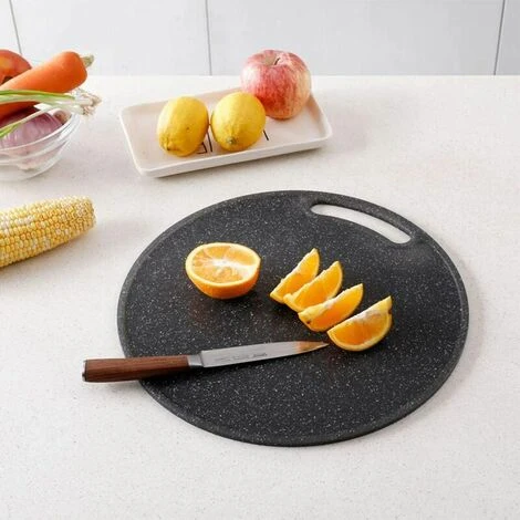 Soleil Kitchen Cutting Board Round Plastic Chopping Block Hanging Fruit Vegetable Chopping Board With Handles For Home Restaurant Pub 31x0.5cm 2 Soleil Kitchen Cutting Board Round Plastic Chopping Block Hanging Fruit Vegetable Chopping Board With Handles For Home Restaurant Pub 31x0.5cm - Image 2