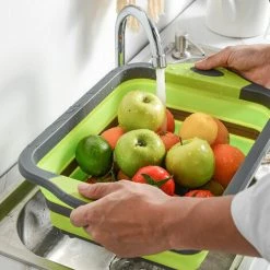 Soleil Upgraded Green Foldable Chopping Board With Colander, Multi-Function Silicone Folding Chopping Board, Dish Bowl, Food Colander Storage Basket, Draining And -Vonshef shop 97103590 4