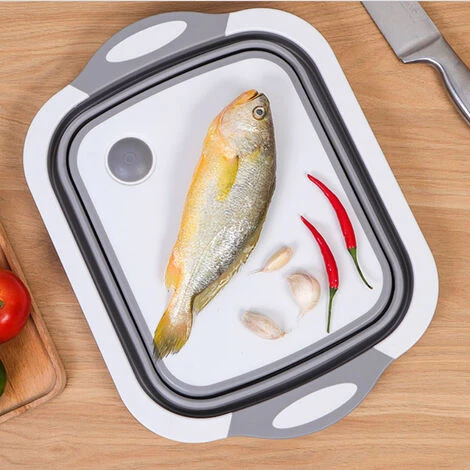 Livingandhome 3 In 1 Collapsible Cutting Board Drain Basket Dish Tub 1 Livingandhome 3 In 1 Collapsible Cutting Board Drain Basket Dish Tub