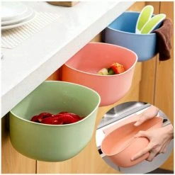 GTA Kitchen Plastic Cabinet Door Hanging Trash Bin Trash Can Cabinet Cupboard Hanging Trash Can Storage Box Organizer 1 Piece (Pink) -Vonshef shop 97685752 5