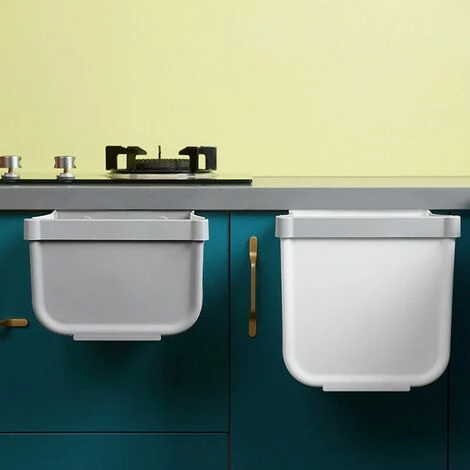 GTA Kitchen Collapsible Hanging Trash Bin, Punch-Free Wall Mounted, Household Cabinet Door Storage Bin (Small White) 3 GTA Kitchen Collapsible Hanging Trash Bin, Punch-Free Wall Mounted, Household Cabinet Door Storage Bin (Small White) - Image 3