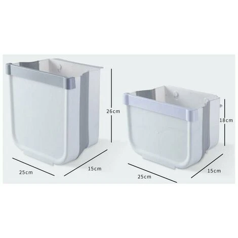 GTA Kitchen Collapsible Hanging Trash Bin, Punch-Free Wall Mounted, Household Cabinet Door Storage Bin (Small White) 5 GTA Kitchen Collapsible Hanging Trash Bin, Punch-Free Wall Mounted, Household Cabinet Door Storage Bin (Small White) - Image 5