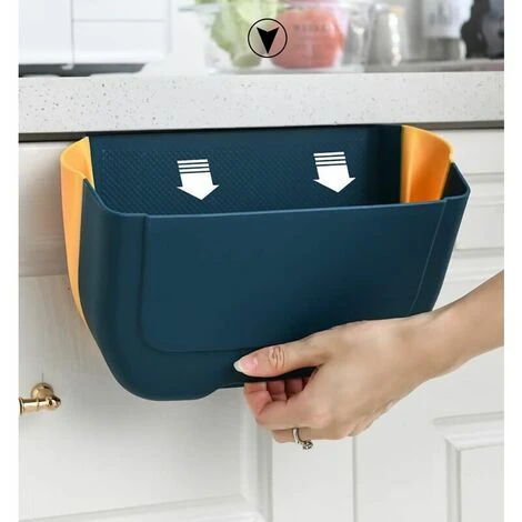 GTA Mini Collapsible Hanging Trash Can For Kitchen Cabinet Door, Small Collapsible Trash Can Under Sink, Wall Mounted - Mini Trash Container For Cabinet, Bedroom, Bathroom, Blue 3L,Lonvrè 3 GTA Mini Collapsible Hanging Trash Can For Kitchen Cabinet Door, Small Collapsible Trash Can Under Sink, Wall Mounted - Mini Trash Container For Cabinet, Bedroom, Bathroom, Blue 3L,Lonvrè - Image 3