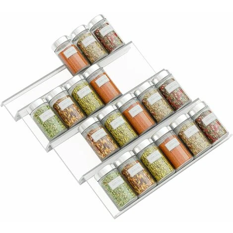 PYYGY Tiers - Expandable PVC Spice Rack For Kitchen Drawer - Drawer Storage For Spices, Condiments, Herbs, Etc. Transparent 1 PYYGY Tiers - Expandable PVC Spice Rack For Kitchen Drawer - Drawer Storage For Spices, Condiments, Herbs, Etc. Transparent