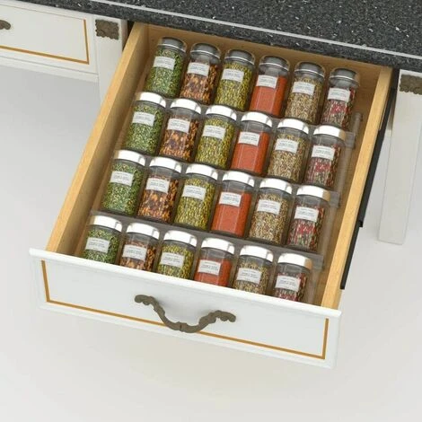 PYYGY Tiers - Expandable PVC Spice Rack For Kitchen Drawer - Drawer Storage For Spices, Condiments, Herbs, Etc. Transparent 4 PYYGY Tiers - Expandable PVC Spice Rack For Kitchen Drawer - Drawer Storage For Spices, Condiments, Herbs, Etc. Transparent - Image 4