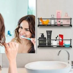 PENY Kitchen Spice Rack, Metal Spice Rack Without Drilling, Kitchen Wall Mounted Spice Rack, Spice Holder For Spice Jars Accessory Kitchen Pantry Cupboard, 29x6x6cm (Black, 2 Pieces) 9 PENY Kitchen Spice Rack, Metal Spice Rack Without Drilling, Kitchen Wall Mounted Spice Rack, Spice Holder For Spice Jars Accessory Kitchen Pantry Cupboard, 29x6x6cm (Black, 2 Pieces) -Vonshef shop 97813870 5