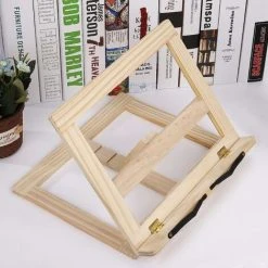 PENY Kitchen Recipe Book Reading Stand, Book Holder With 2 Metal Page Holders, Foldable And Adjustable Wooden Book And Shelf Rest, Ideal For IPad Or Tablet -Vonshef shop 97815698 5