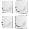 MIRLEY-UK Set Of 4 Self-adhesive Wall Hooks Without Drilling - Water Resistant Hooks - Up To 8 Kg - Towel Hooks - Stainless Steel Wall Hooks - Clothes Hooks