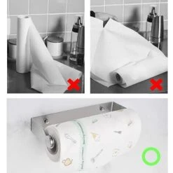 MIRLEY-UK Stainless Steel Kitchen Paper Towel Holder Paper Towel Holder Paper Towel Holder Kitchen Paper Roll Holder Wall Mounted Cupboard Bathroom Toilet (27cm), Silver -Vonshef shop 97905133 3