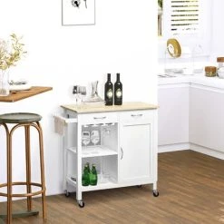 HOMCOM Kitchen Storage Trolley Cart Cupboard Rolling Wheels Shelves 2 Drawers 7 HOMCOM Kitchen Storage Trolley Cart Cupboard Rolling Wheels Shelves 2 Drawers -Vonshef shop 9792700 3