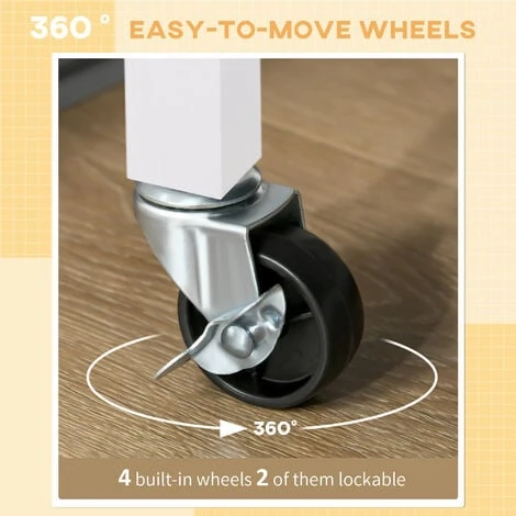 HOMCOM Kitchen Storage Trolley Cart Cupboard Rolling Wheels Shelves 2 Drawers 5 HOMCOM Kitchen Storage Trolley Cart Cupboard Rolling Wheels Shelves 2 Drawers - Image 5