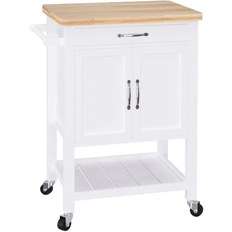 HOMCOM Kitchen Storage Trolley Cart Rolling Wheels Shelves Cupboard W/ Drawer 1 HOMCOM Kitchen Storage Trolley Cart Rolling Wheels Shelves Cupboard W/ Drawer