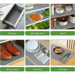 Soleil Drawer Bottom Mat, Gray Non-Slip Non-Adhesive DIY Fridge Mat Cupboard Fridge Shelf, EVA Plastic Protector For Kitchen Under Sink 0.45Ṫ1.5m -Vonshef shop 97928589 2